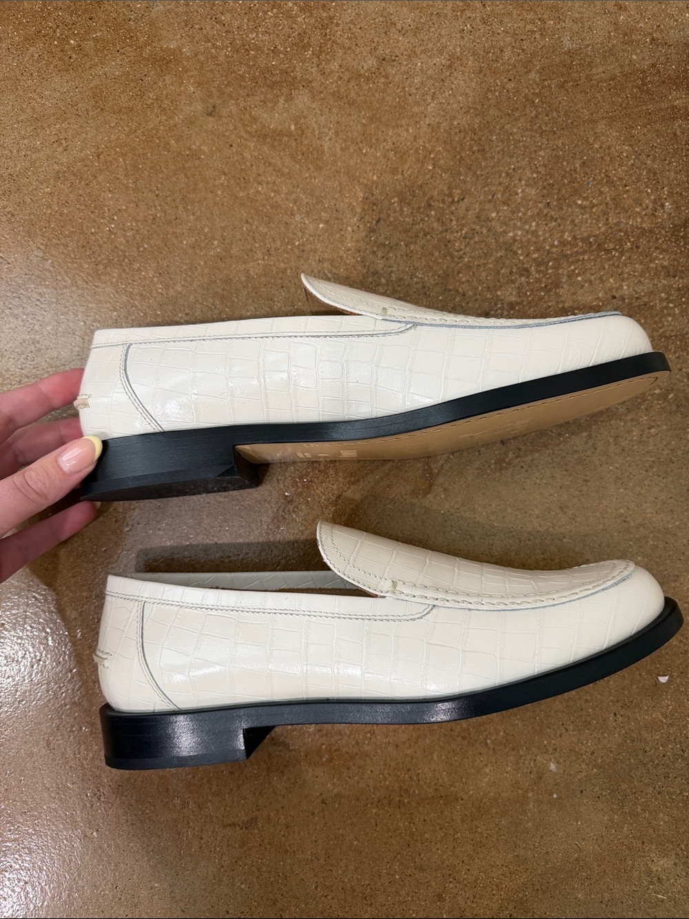 LABUCQ College Loafer White Crocco Leather Loafers EU 40 (US 9.5-10) - Picture 6 of 9